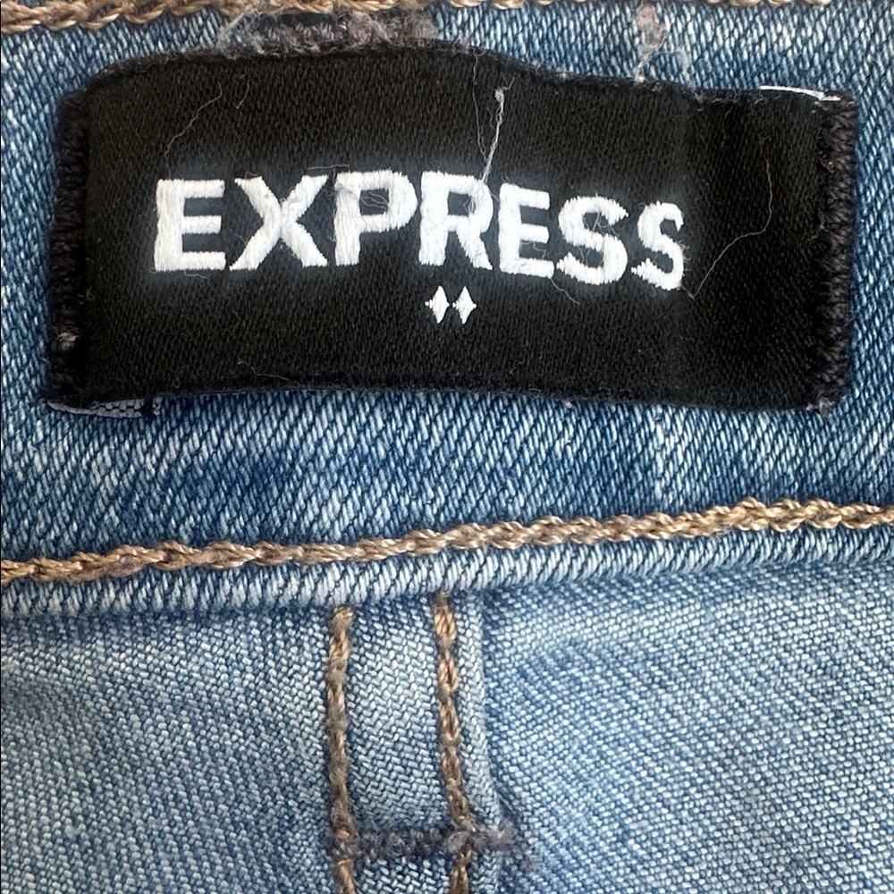 Express Light Blue Women's Super High Rise Straight Leg Jeans - Picture 5 of 6